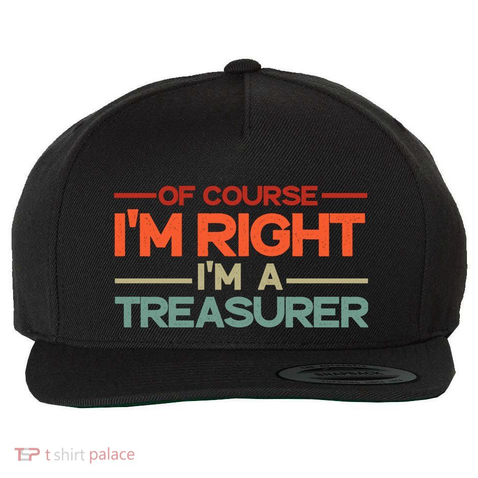 Of Course IM Right IM A Treasurer Funny Wool Snapback Cap