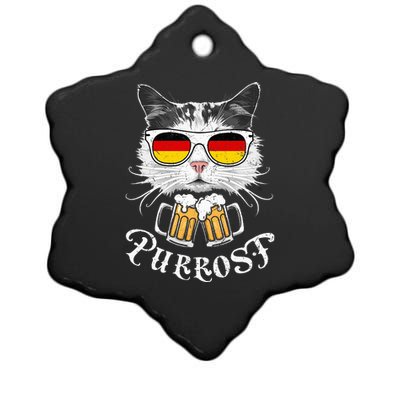 Oktoberfest Cat Kitty Bavarian Drinking Beer Purrost Ceramic Star Ornament