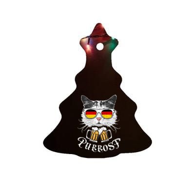 Oktoberfest Cat Kitty Bavarian Drinking Beer Purrost Ceramic Tree Ornament