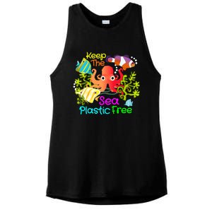 Ocean Conservation Keep The Sea Plastic Free Earth Day Gift Meaningful Gift Ladies PosiCharge Tri-Blend Wicking Tank