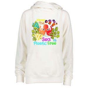 Ocean Conservation Keep The Sea Plastic Free Earth Day Gift Meaningful Gift Womens Funnel Neck Pullover Hood