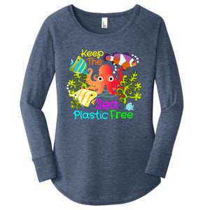 Ocean Conservation Keep The Sea Plastic Free Earth Day Gift Meaningful Gift Women's Perfect Tri Tunic Long Sleeve Shirt