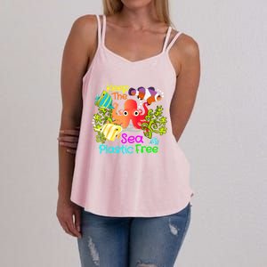 Ocean Conservation Keep The Sea Plastic Free Earth Day Gift Meaningful Gift Women's Strappy Tank