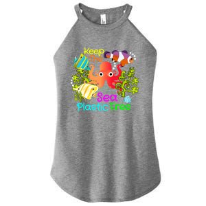 Ocean Conservation Keep The Sea Plastic Free Earth Day Gift Meaningful Gift Women's Perfect Tri Rocker Tank