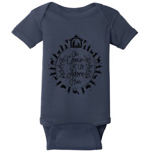 Oh Come Let Us Adore Him Jesus Christmas Baby Bodysuit