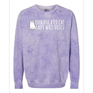 Overeducated Cat Lady Who Votes Kamala Harris 2024 Colorblast Crewneck Sweatshirt