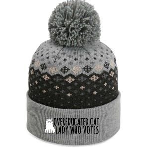 Overeducated Cat Lady Who Votes Kamala Harris 2024 The Baniff Cuffed Pom Beanie