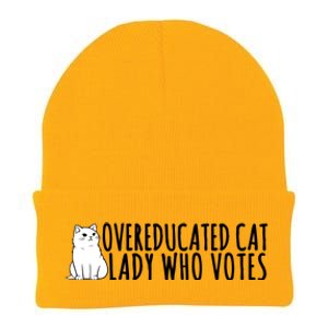 Overeducated Cat Lady Who Votes Kamala Harris 2024 Knit Cap Winter Beanie