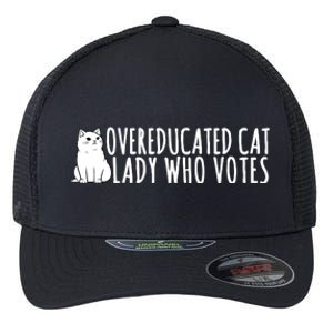 Overeducated Cat Lady Who Votes Kamala Harris 2024 Flexfit Unipanel Trucker Cap