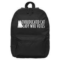 Overeducated Cat Lady Who Votes Kamala Harris 2024 16 in Basic Backpack