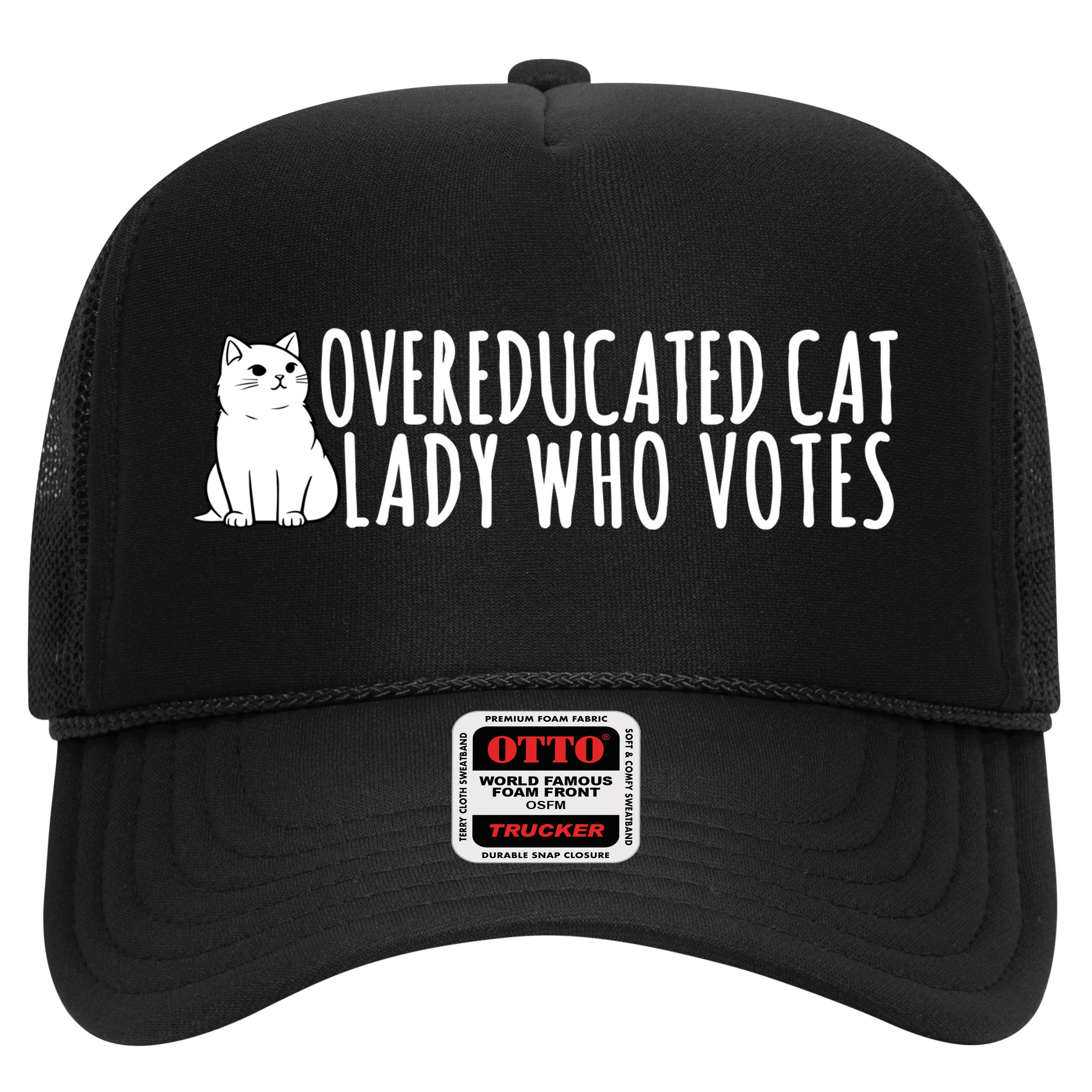 Overeducated Cat Lady Who Votes Kamala Harris 2024 Hat