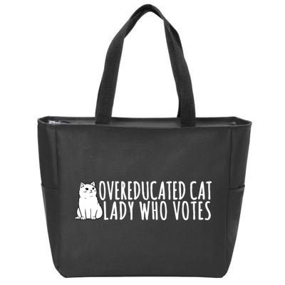 Overeducated Cat Lady Who Votes Kamala Harris 2024 Zip Tote Bag