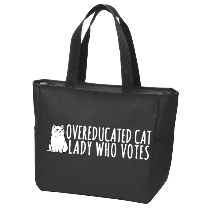 Overeducated Cat Lady Who Votes Kamala Harris 2024 Zip Tote Bag