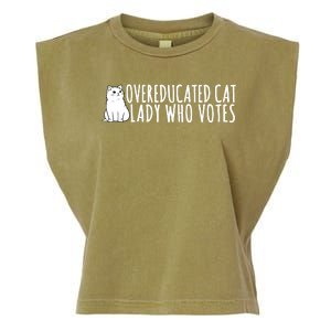 Overeducated Cat Lady Who Votes Kamala Harris 2024 Garment-Dyed Women's Muscle Tee