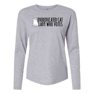 Overeducated Cat Lady Who Votes Kamala Harris 2024 Womens Cotton Relaxed Long Sleeve T-Shirt