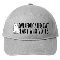 Overeducated Cat Lady Who Votes Kamala Harris 2024 7-Panel Snapback Hat