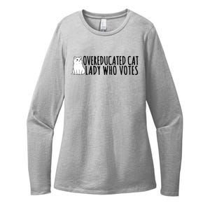 Overeducated Cat Lady Who Votes Kamala Harris 2024 Womens CVC Long Sleeve Shirt