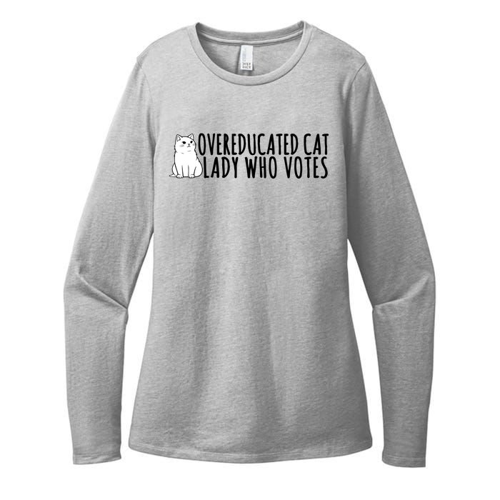 Overeducated Cat Lady Who Votes Kamala Harris 2024 Womens CVC Long Sleeve Shirt