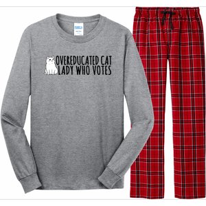 Overeducated Cat Lady Who Votes Kamala Harris 2024 Long Sleeve Pajama Set