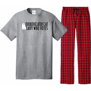 Overeducated Cat Lady Who Votes Kamala Harris 2024 Pajama Set