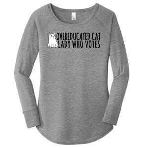 Overeducated Cat Lady Who Votes Kamala Harris 2024 Women's Perfect Tri Tunic Long Sleeve Shirt