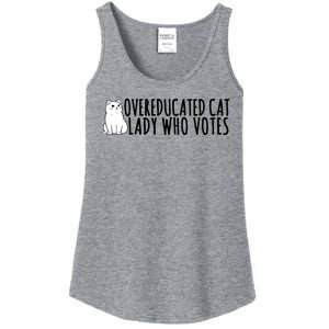 Overeducated Cat Lady Who Votes Kamala Harris 2024 Ladies Essential Tank