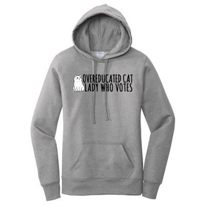 Overeducated Cat Lady Who Votes Kamala Harris 2024 Women's Pullover Hoodie