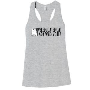 Overeducated Cat Lady Who Votes Kamala Harris 2024 Women's Racerback Tank