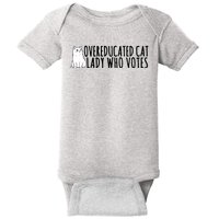 Overeducated Cat Lady Who Votes Kamala Harris 2024 Baby Bodysuit