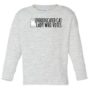 Overeducated Cat Lady Who Votes Kamala Harris 2024 Toddler Long Sleeve Shirt