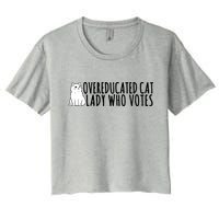 Overeducated Cat Lady Who Votes Kamala Harris 2024 Women's Crop Top Tee