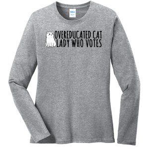 Overeducated Cat Lady Who Votes Kamala Harris 2024 Ladies Long Sleeve Shirt