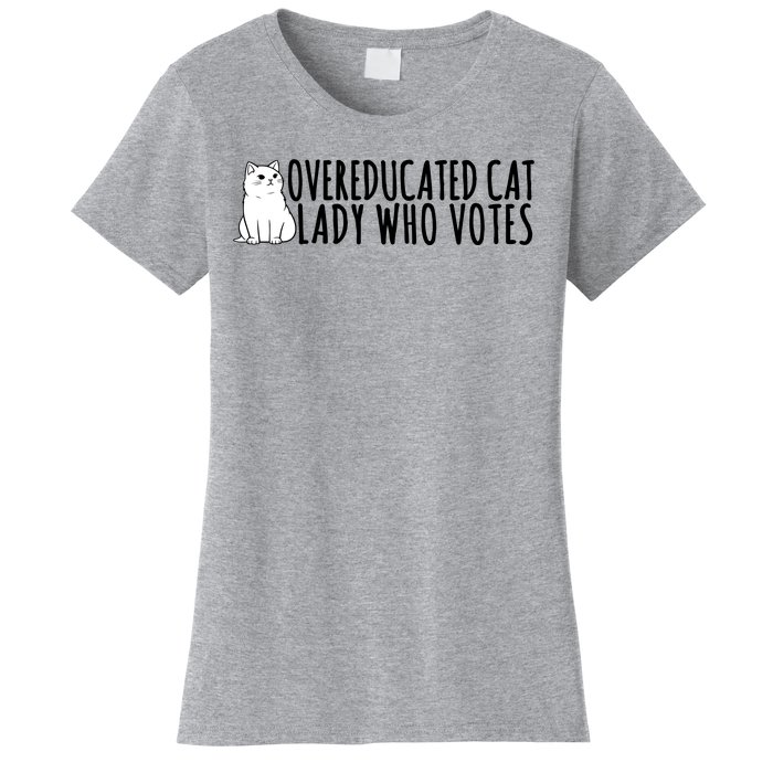 Overeducated Cat Lady Who Votes Kamala Harris 2024 Women's T-Shirt