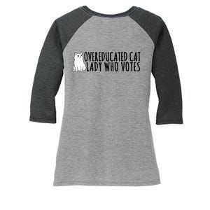 Overeducated Cat Lady Who Votes Kamala Harris 2024 Women's Tri-Blend 3/4-Sleeve Raglan Shirt