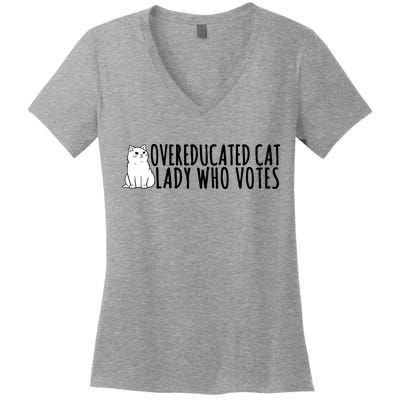 Overeducated Cat Lady Who Votes Kamala Harris 2024 Women's V-Neck T-Shirt