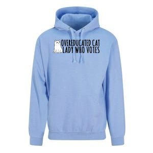 Overeducated Cat Lady Who Votes Kamala Harris 2024 Unisex Surf Hoodie