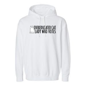 Overeducated Cat Lady Who Votes Kamala Harris 2024 Garment-Dyed Fleece Hoodie