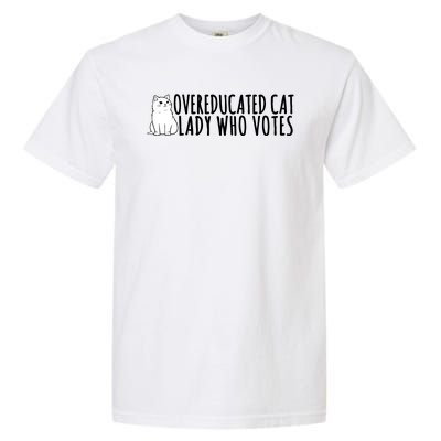 Overeducated Cat Lady Who Votes Kamala Harris 2024 Garment-Dyed Heavyweight T-Shirt