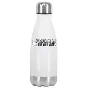 Overeducated Cat Lady Who Votes Kamala Harris 2024 Stainless Steel Insulated Water Bottle