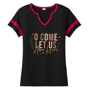 O Come Let Us Adore Him Dtf Transfer Ready To Press Direct To Film Ladies Halftime Notch Neck Tee