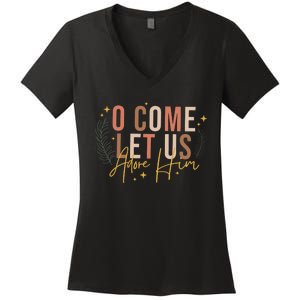 O Come Let Us Adore Him Dtf Transfer Ready To Press Direct To Film Women's V-Neck T-Shirt