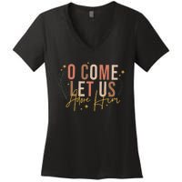 O Come Let Us Adore Him Dtf Transfer Ready To Press Direct To Film Women's V-Neck T-Shirt