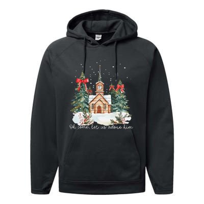 Oh Come Let Us Adore Him Jesus Christmas Christian Coquette Performance Fleece Hoodie