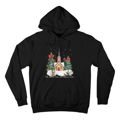 Oh Come Let Us Adore Him Jesus Christmas Christian Coquette Hoodie