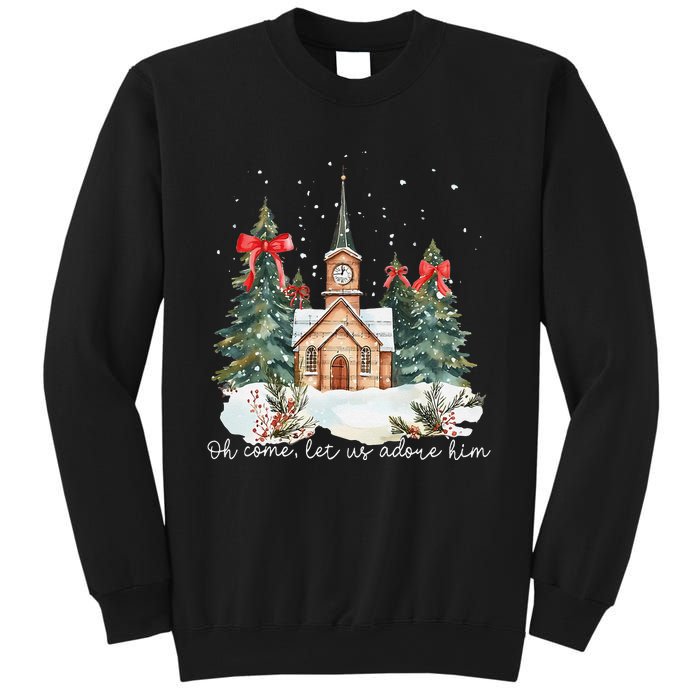 Oh Come Let Us Adore Him Jesus Christmas Christian Coquette Sweatshirt