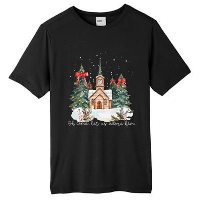 Oh Come Let Us Adore Him Jesus Christmas Christian Coquette Tall Fusion ChromaSoft Performance T-Shirt