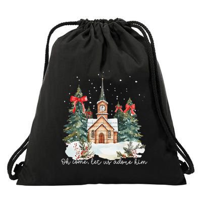 Oh Come Let Us Adore Him Jesus Christmas Christian Coquette Drawstring Bag