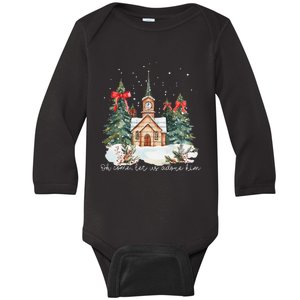 Oh Come Let Us Adore Him Jesus Christmas Christian Coquette Baby Long Sleeve Bodysuit