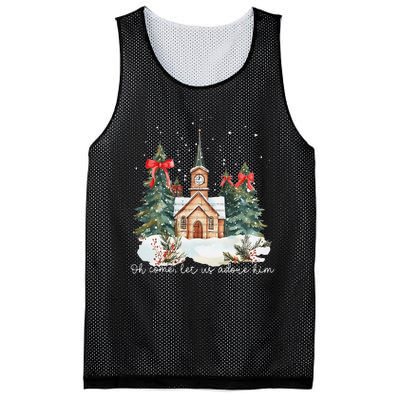 Oh Come Let Us Adore Him Jesus Christmas Christian Coquette Mesh Reversible Basketball Jersey Tank