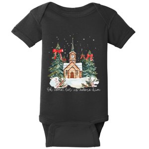 Oh Come Let Us Adore Him Jesus Christmas Christian Coquette Baby Bodysuit